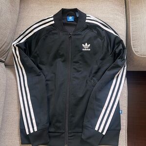 Adidas Women’s 3-stripe Black Track Jacket with Logo on the Back